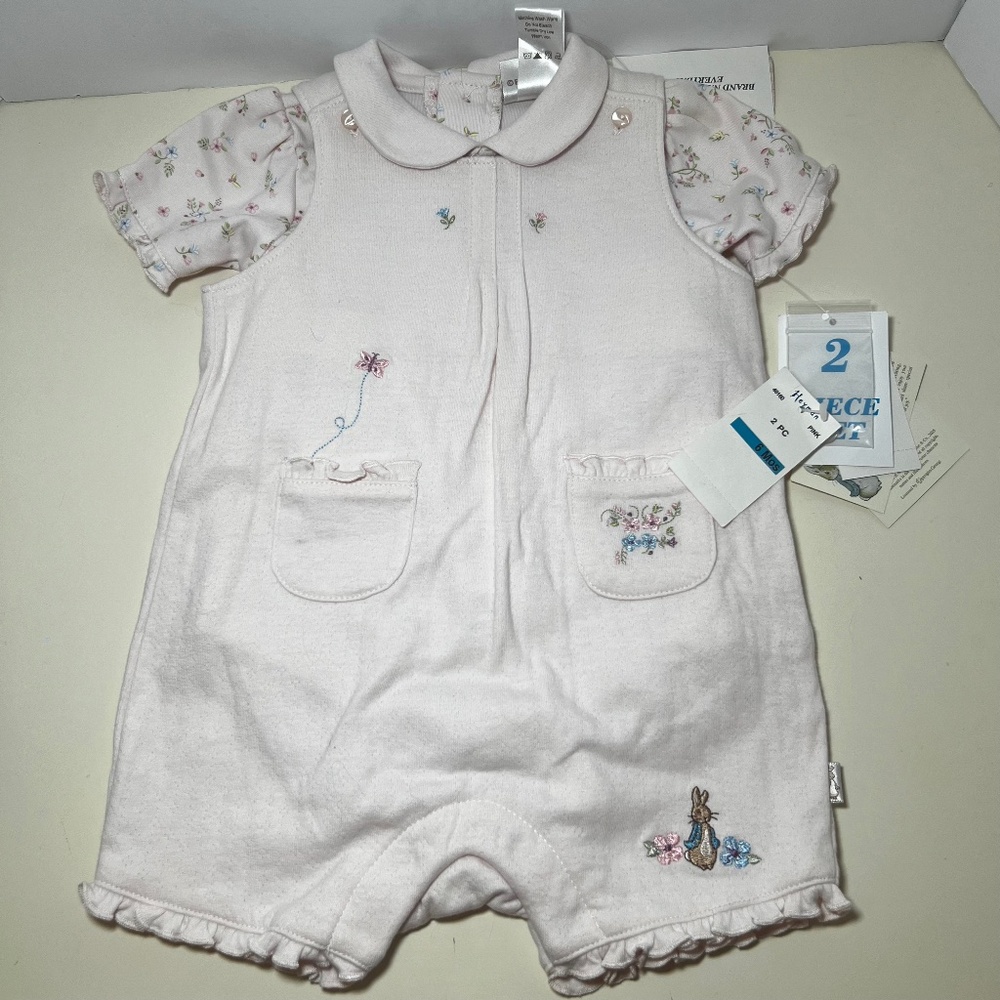 2005 VTG Peter Rabbit Beatrix Potter Coquette Cottagecore Floral Romper Set NWT